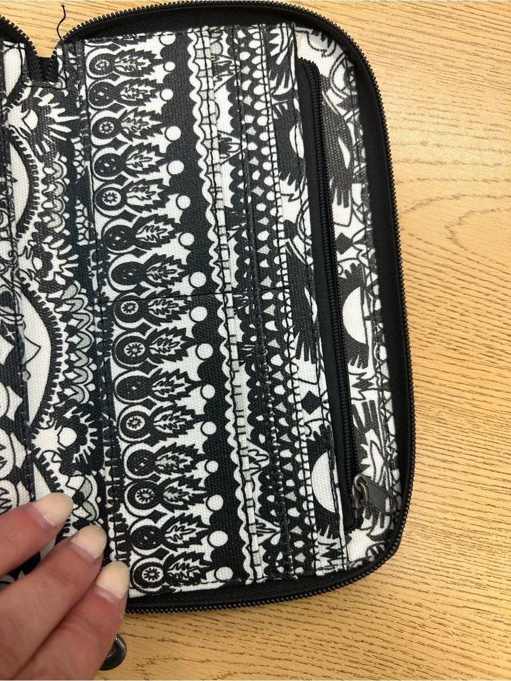 Sakroots Black & White Patterned Zip Wallet
